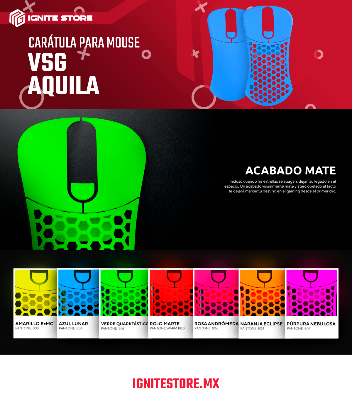 CARÁTULA PARA MOUSE VSG AZUL MATE - CASE-AQ-BLU-MAT