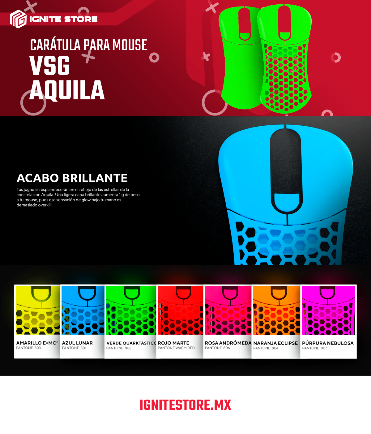 CARÁTULA PARA MOUSE VSG VERDE BRILLANTE - CASE-AQ-GRE-GLO