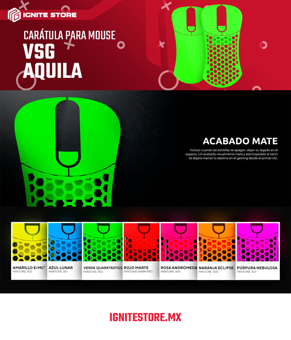 CARÁTULA PARA MOUSE VSG VERDE MATE - CASE-AQ-GRE-MAT