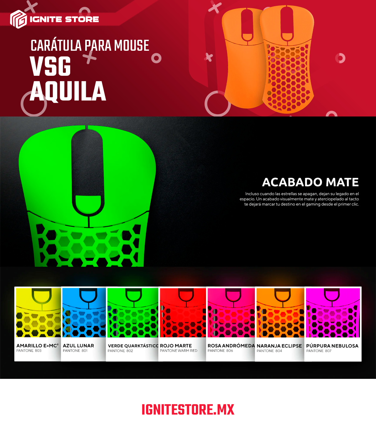 CARÁTULA PARA MOUSE VSG NARANJA MATE - CASE-AQ-ORA-MAT