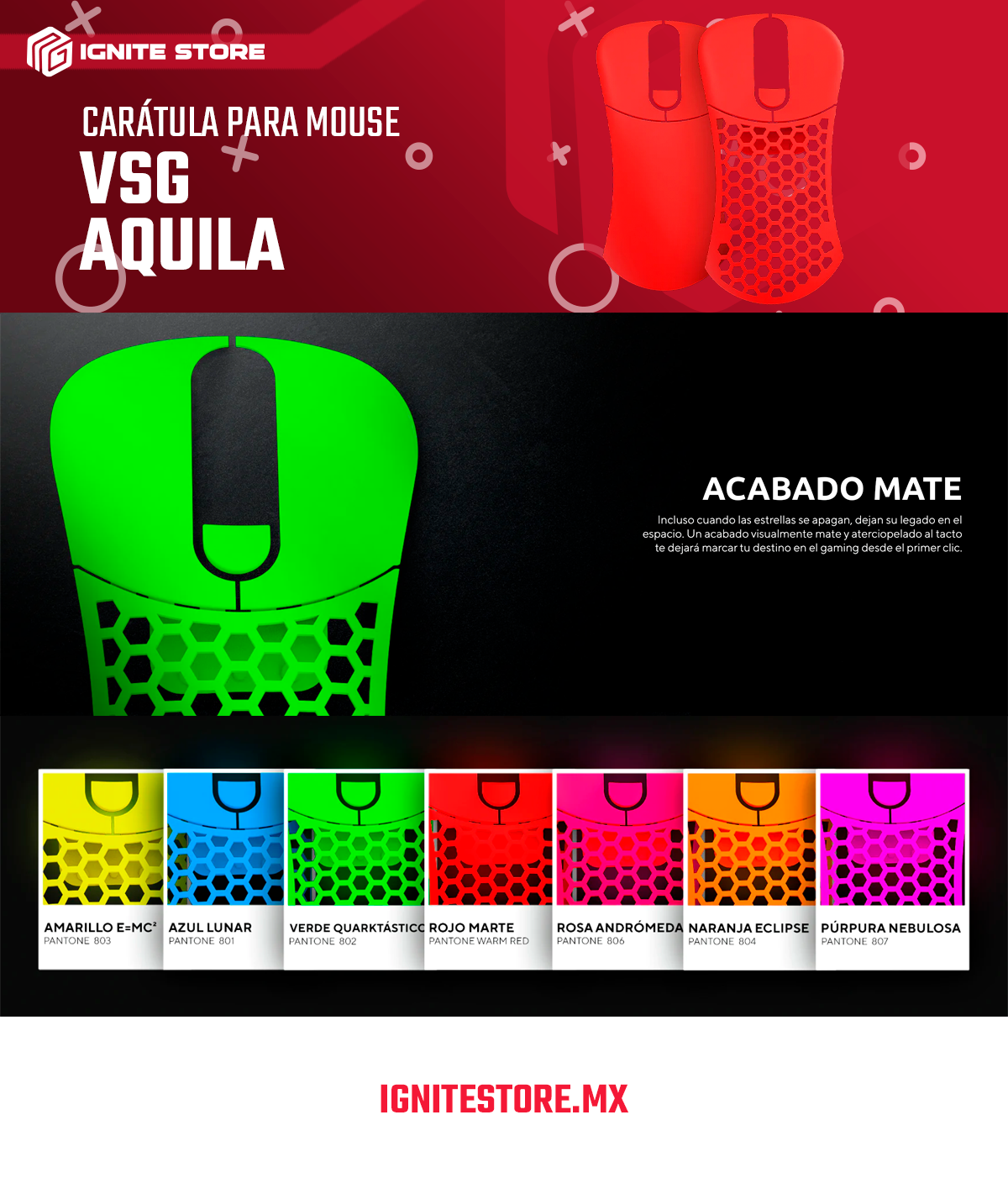 CARÁTULA PARA MOUSE VSG ROJO MATE - CASE-AQ-RED-MAT