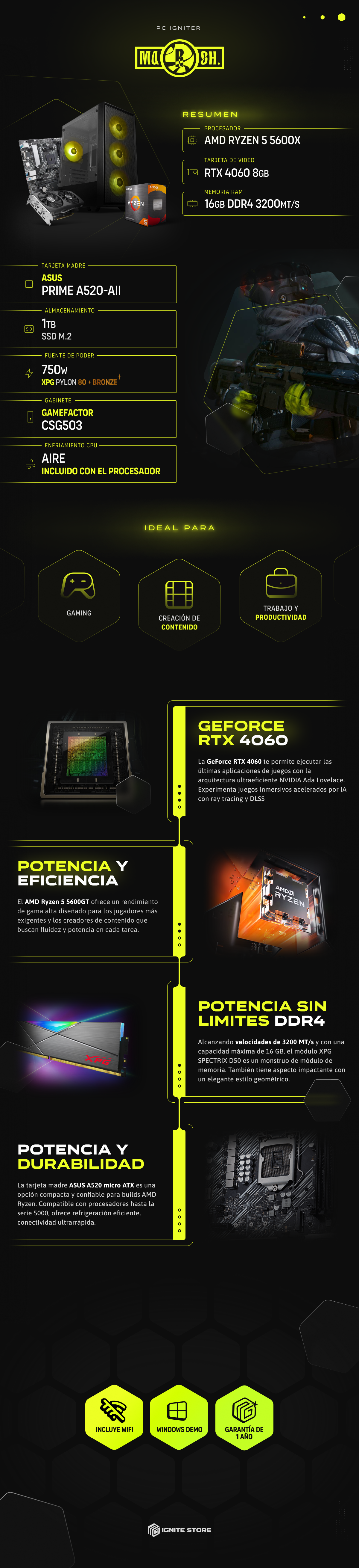 PC IGNITER MARSH - R5 5600X + RTX 4060