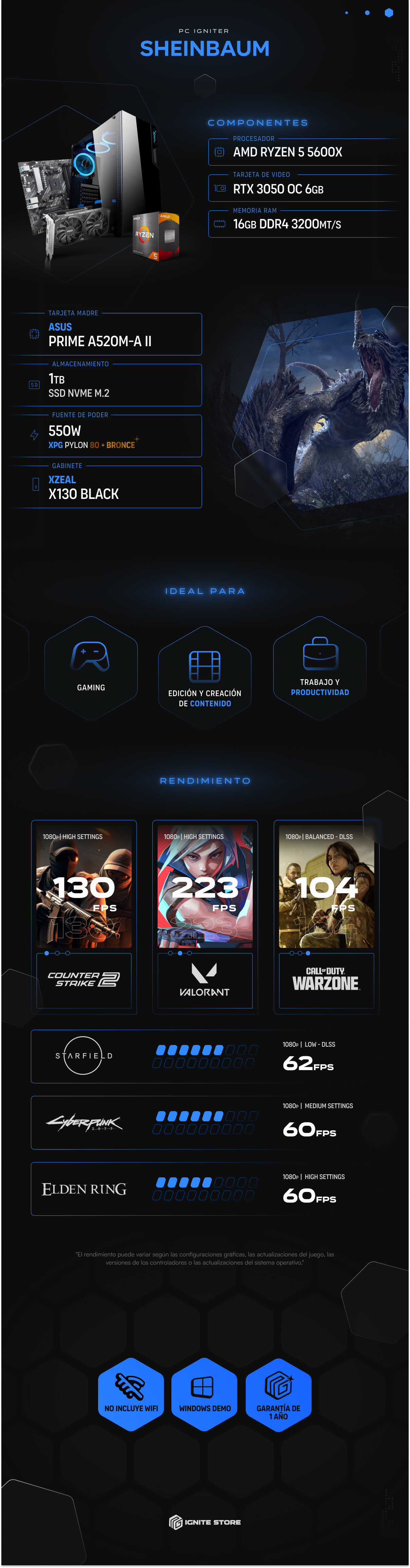 PC IGNITER SHEINBAUM - R5 5600X + RTX 3050