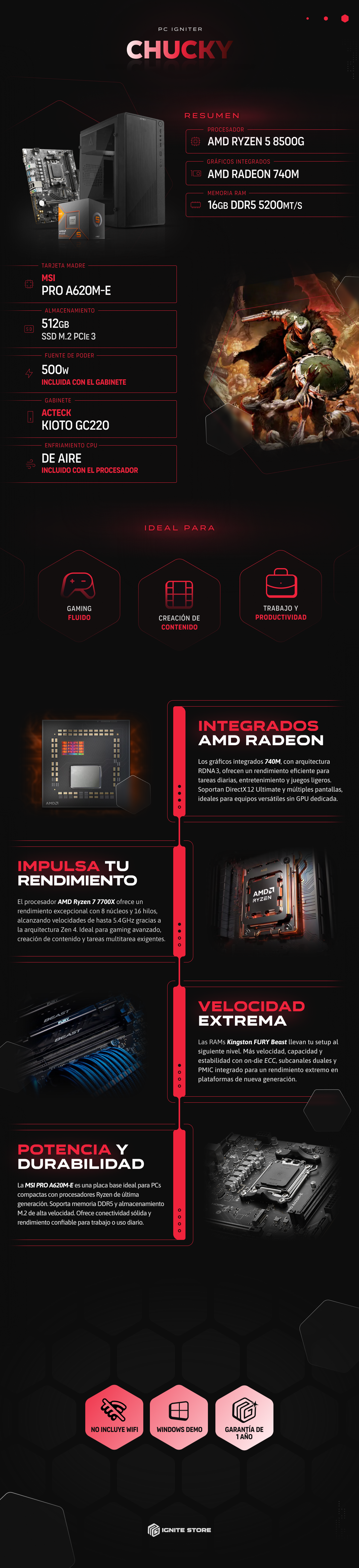 PC Igniter Chucky | R5 8500G | 16GB RAM | SSD 512GB