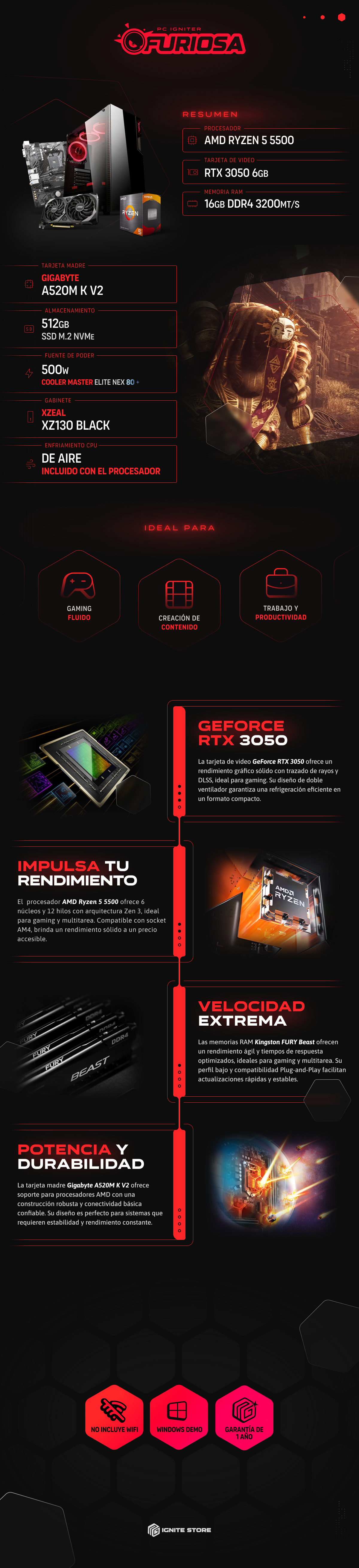 PC Igniter Furiosa | R5 5500 | RTX 3050 6GB