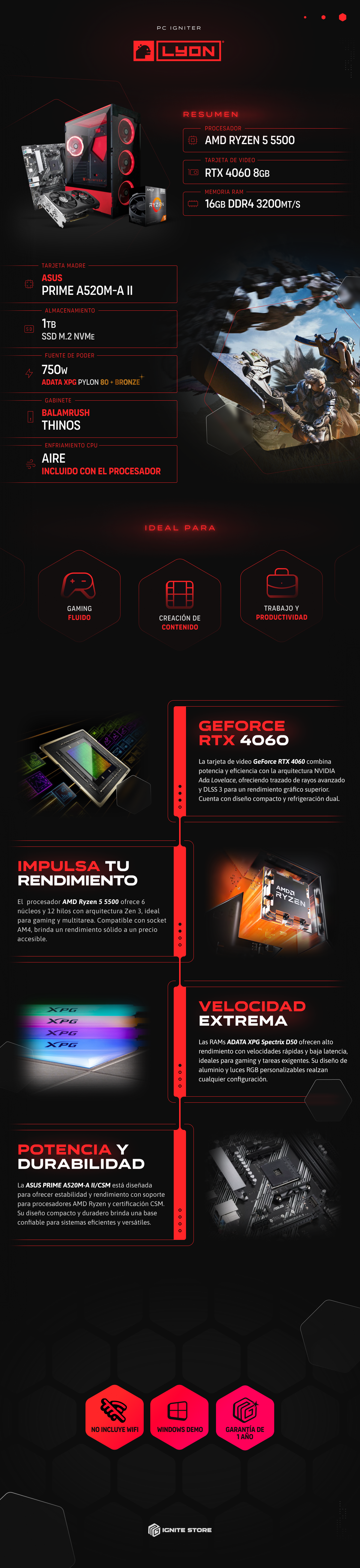 PC Igniter Lyon | R5 5500 | RTX 4060 8GB
