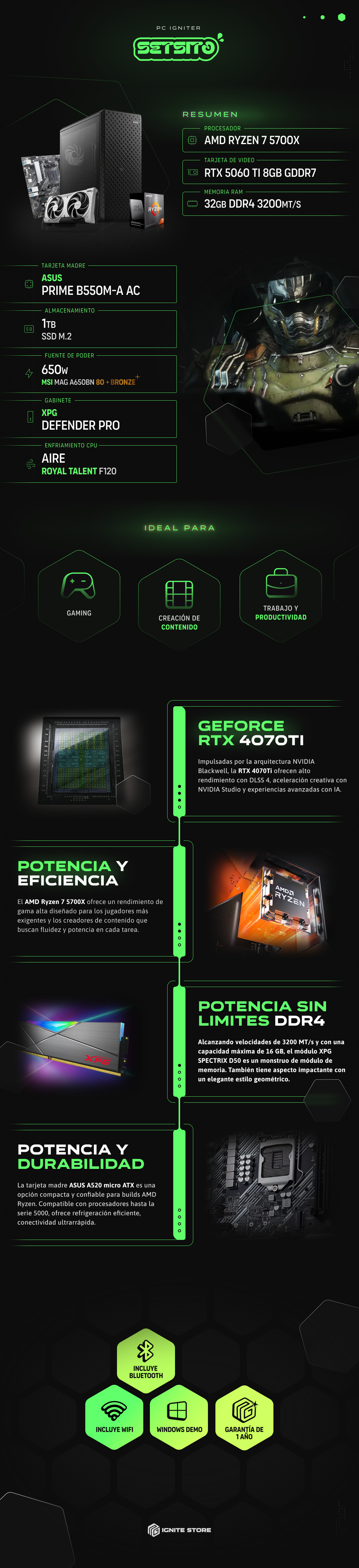 Pc Igniter Setsito - R7 5700X + 5060 TI 8GB