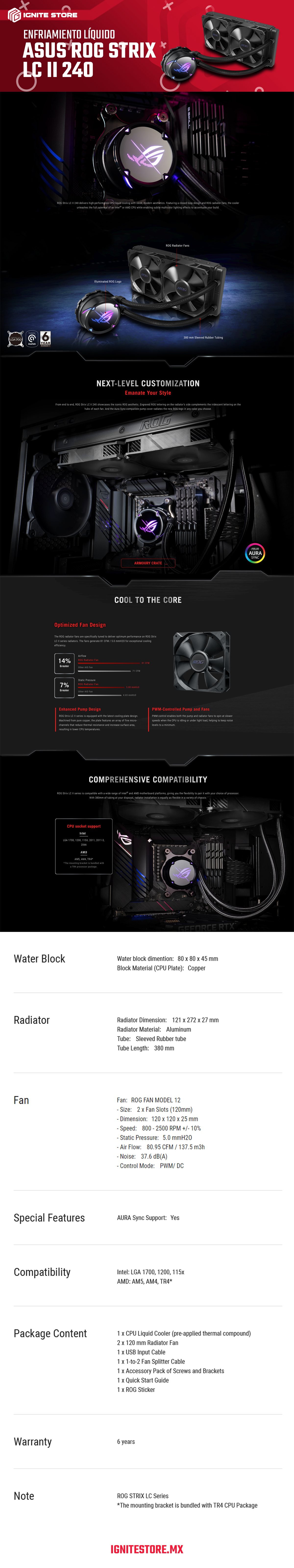 ENFRIAMIENTO LIQUIDO ASUS ROG STRIX LC II 240 - 90RC00E0'M0AAY0