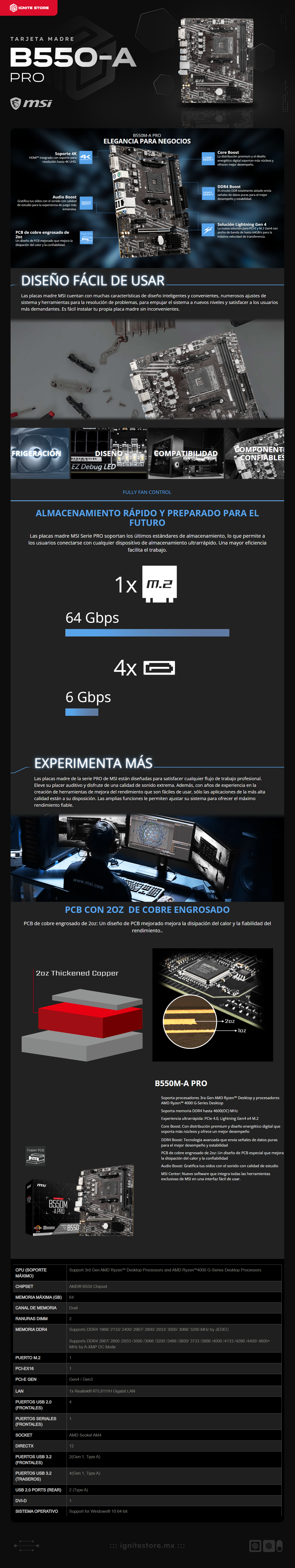 Tarjeta Madre MSI B550M-A PRO | AMD B550 | AM4 | mATX | DDR4 | HDMI | B550M-A PRO