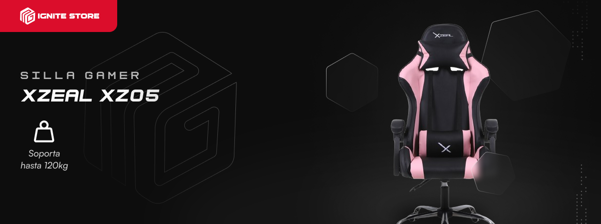 Silla Gamer Xzeal - XZ05P - Rosa/Negro - 120Kg - XZSXZ05P