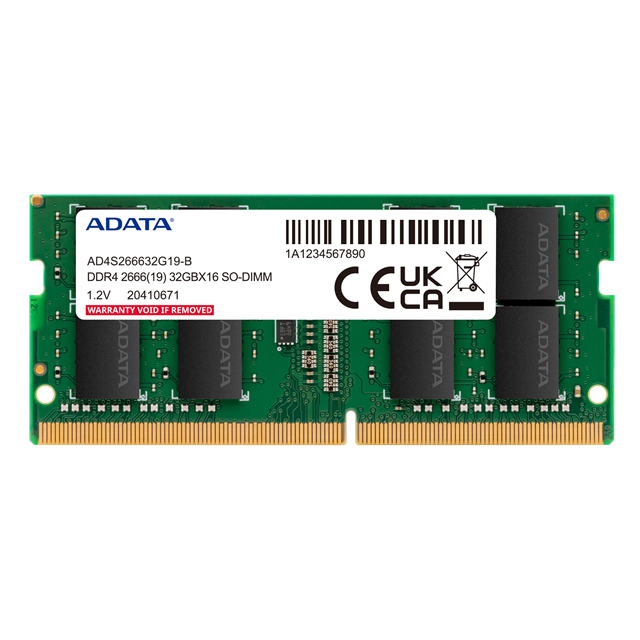 MEMORIA RAM SODIMM DDR4 4GB 2666MT/s ADATA / AD4S2666G19-SGN