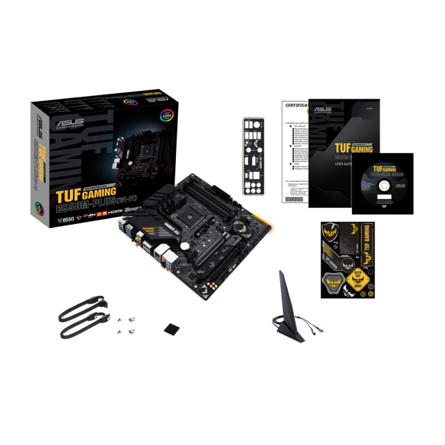 Tarjeta Madre ASUS TUF GAMING B550M-PLUS (WI-FI) | mATX | AM4 |  AMD B550 | DDR4 x 4 (Hasta 128GB) | Wi-Fi 6 | TUF GAMING B550M-PLUS (WI-FI)