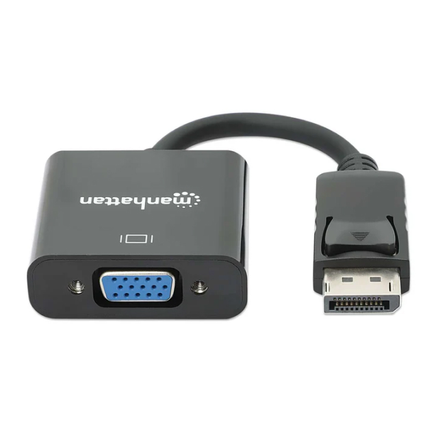 Cable DisplayPort a VGA Manhattan 151962 | DisplayPort (DP) Macho | VGA (D-Sub) Hembra | 60 Hz | 15 cm | Negro | 151962