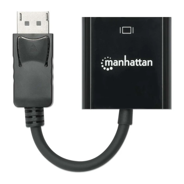 Cable DisplayPort a VGA Manhattan 151962 | DisplayPort (DP) Macho | VGA (D-Sub) Hembra | 60 Hz | 15 cm | Negro | 151962