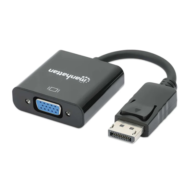 Cable DisplayPort a VGA Manhattan 151962 | DisplayPort (DP) Macho | VGA (D-Sub) Hembra | 60 Hz | 15 cm | Negro | 151962