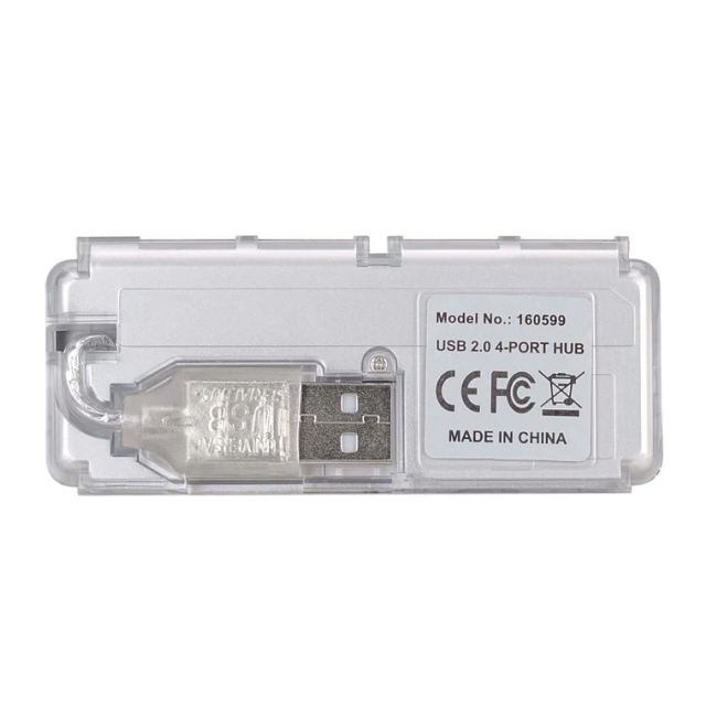 HUB USB de Bolsillo Manhattan 160599 | Alta Velocidad | 4 Puertos USB-A | USB 2.0 | Plateado | 160599