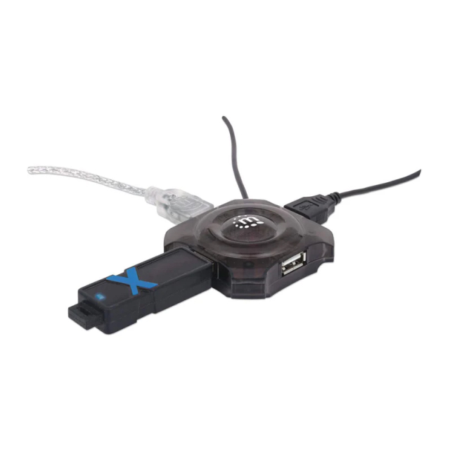 Mini HUB USB Manhattan 162272 | 4 Puertos USB-A | USB 2.0 | Negro | 162272