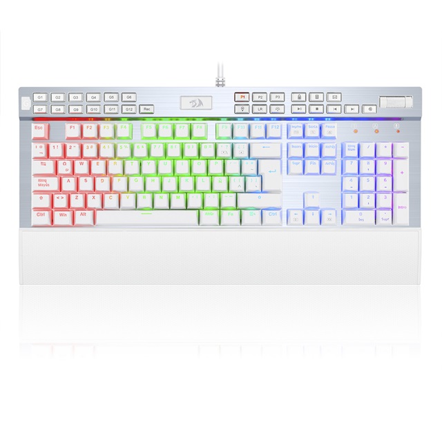 TECLADO ALAMBRICO MECANICO REDRAGON YAMA BLANCO RGB SWITCH MORADO (ESPAÑOL)(REPOSA MUÑECAS)(HOT SWAP) / K550W-RGB-1-SP