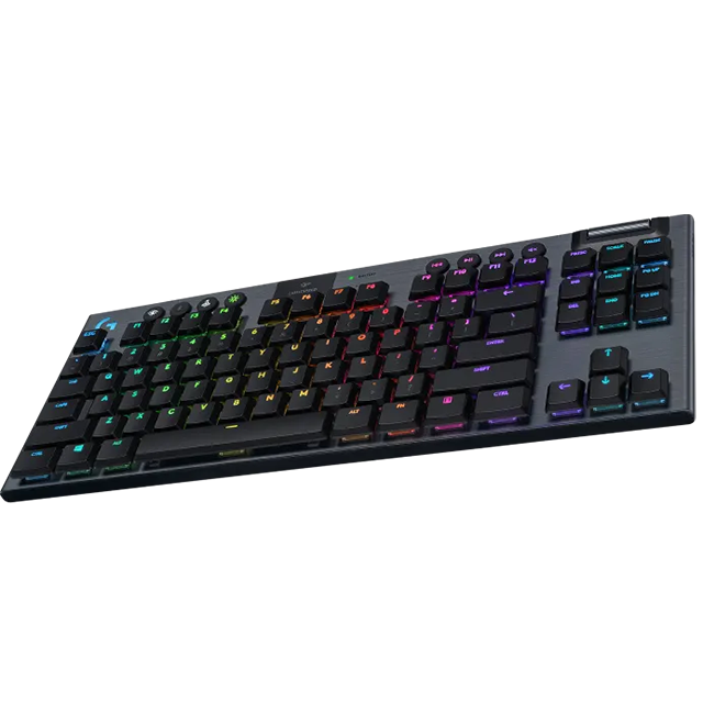 Teclado Gamer Inalámbrico Logitech G915 - Mecánico - Switches GL Táctil - TKL - Perfil Bajo - Inglés - Lightspeed - Carbón - RGB Lightsync - 920-009495