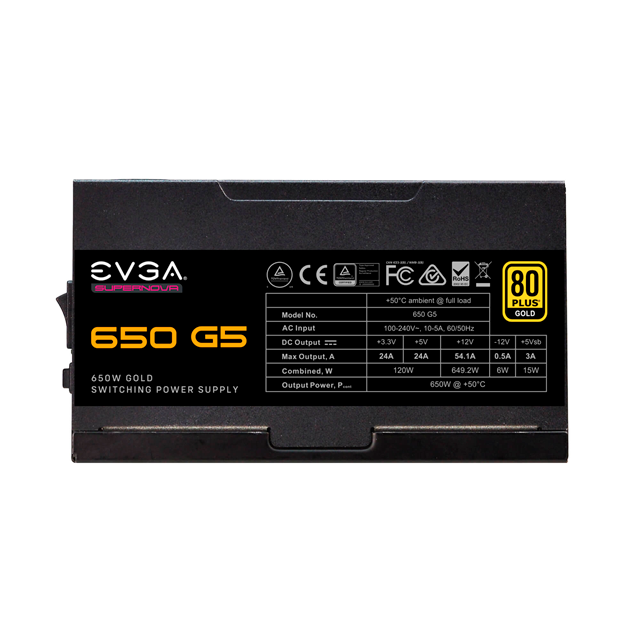 FUENTE DE PODER EVGA 650 G5 650W 80+ GOLD MODULAR / 220-G5-0650-X1