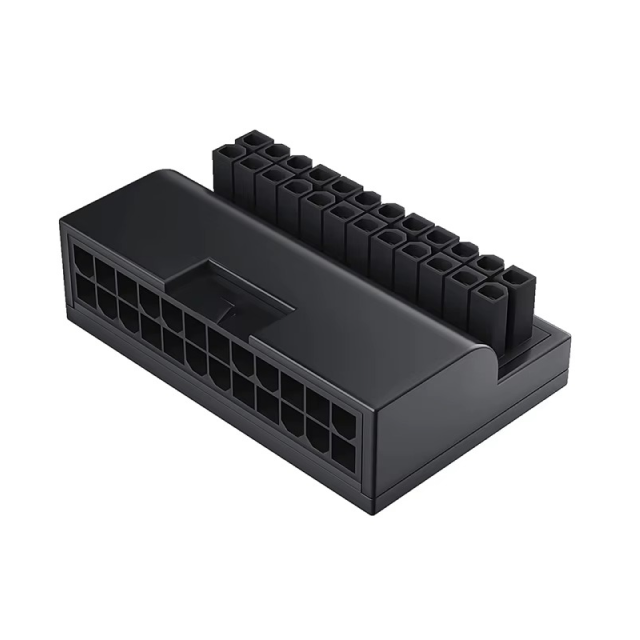 Adaptador ATX 24 Pines TEUCER 90 Grados | Ángulo de 90° | Conector Hembra a Macho | Gestión de Cables Estética | DIY MOD | Plug & Play | Negro | 24P Adapter