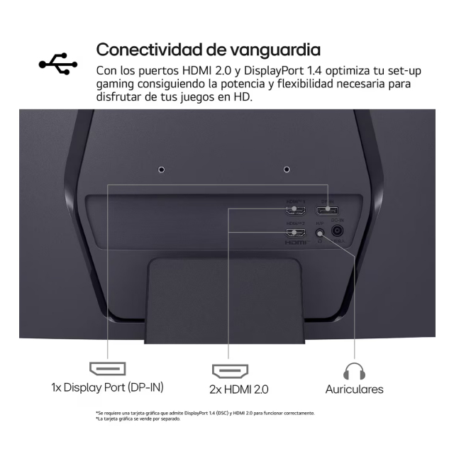 Monitor Curvo LG UltraGear | 27" | QHD | 2560 x 1440 (VA) | 180 Hz | 1 ms (GtG) | FreeSync | 27GS60QC-B