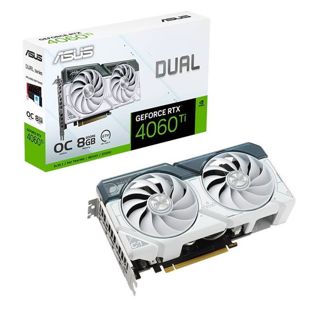 TARJETA DE VIDEO ASUS DUAL RTX 4060 Ti 8GB OC WHITE / DUAL-RTX4060TI-O8G-WHITE