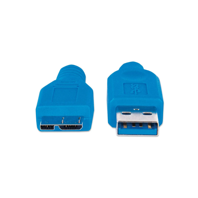 Cable Manhattan USB A (Macho) - Micro USB B (Macho) | 5 Gbps | 2 metros | Color Azul | 325424