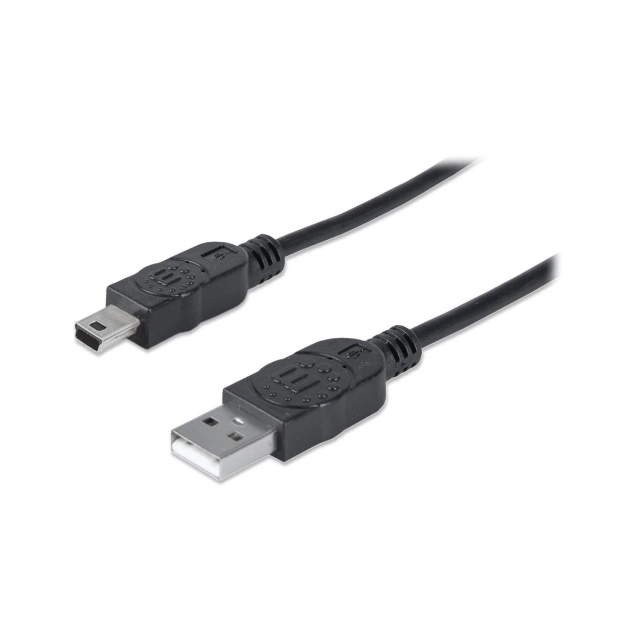 Cable Manhattan USB A (Macho) - USB Mini (Macho) | 1.8 metros | 480 Mbps | Color Negro | 333375