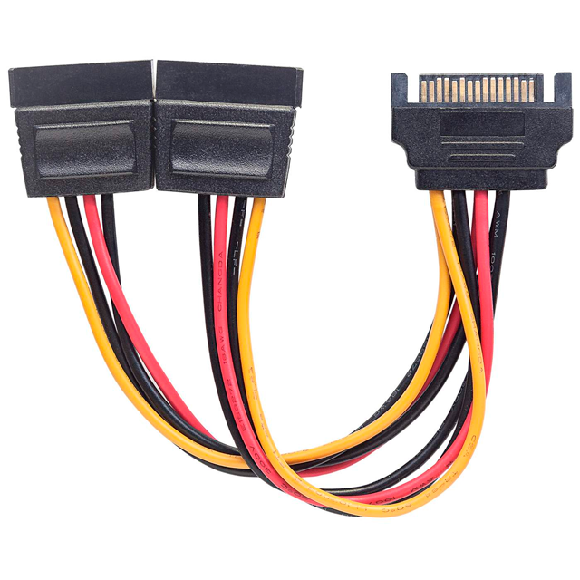 CABLE "Y" DE ALIMENTACIÓN SATA MANHATTAN - SATA 15 PINES MACHO A SATA15 PINES HEMBRA - 15CM - 354554