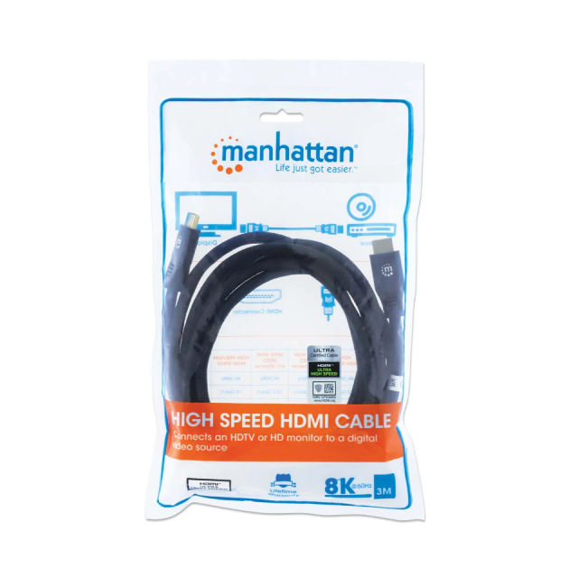 Cable Manhattan HDMI (Macho) - HDMI (Macho) | 8K / 60Hz | 4K / 120Hz | 3 m | HDR | 355957