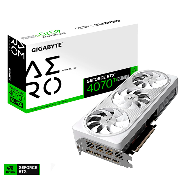 Tarjeta de video Gigabyte RTX 4070 Ti Super | AERO OC White | 16GB | 3DP | 1HDMI | GV-N407TSAERO OC-16GD