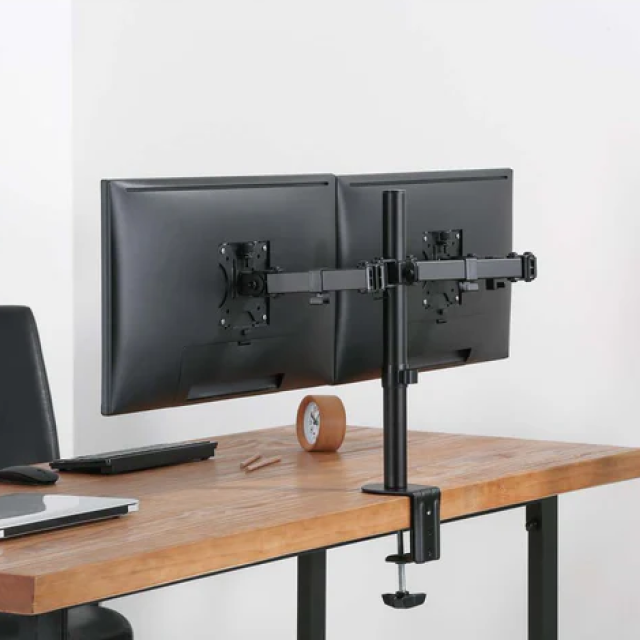 Soporte Articulado para 2 Monitores Manhattan | Monitores de 13” a 32” | Hasta 8 KG por Brazo | Compatible con VESA | Color Negro | 461528