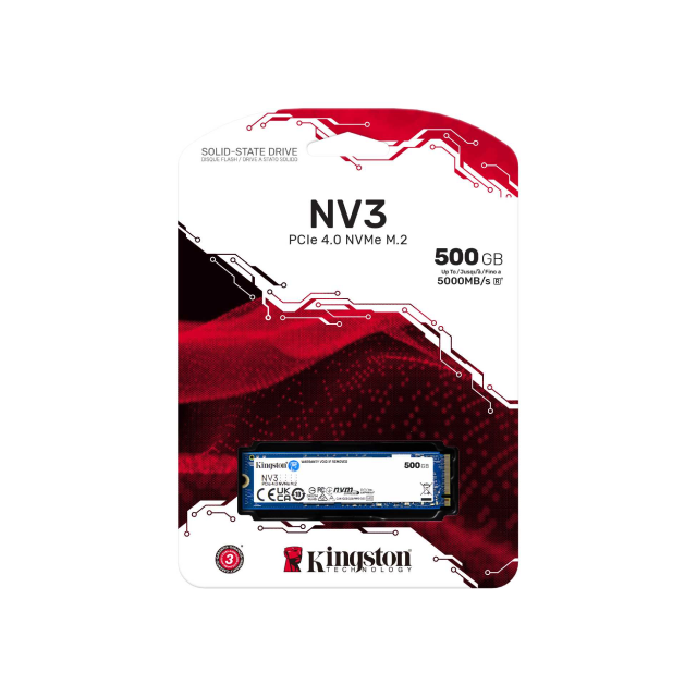 Unidad SSD Kingston SNV3S | 500GB | NVMe PCIe4 | M.2 | 5,000MB/s Lectura | 3,000MB/s Escritura | SNV3S/500G