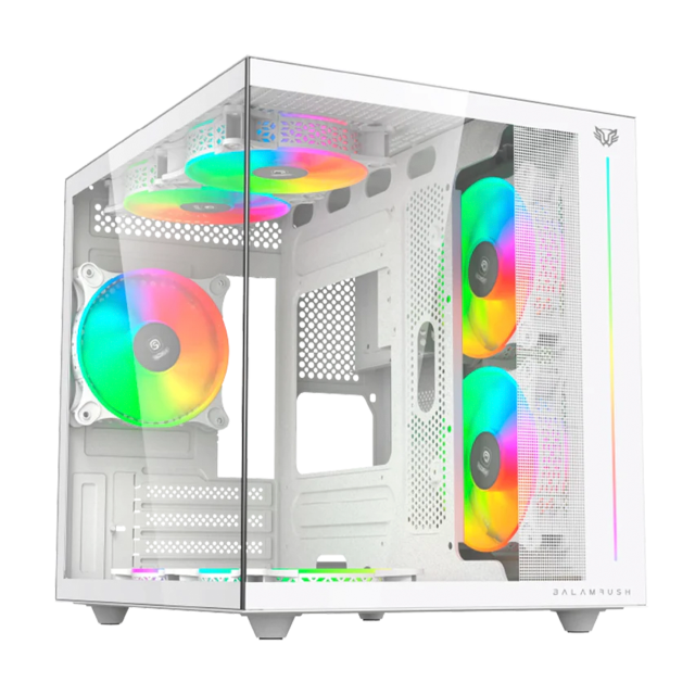 Gabinete Balam Rush Tank Pro Evo GM955 | Mini Tower | Micro-ATX / ITX | 3 Ventiladores | Cristal Templado | Blanco | BR-937337
