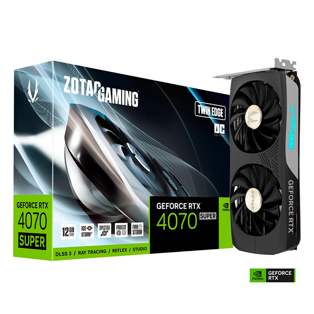 Tarjeta de video Zotac RTX 4070 Super OC | 12GB | GDDR6X | ZT-D40720H-10M