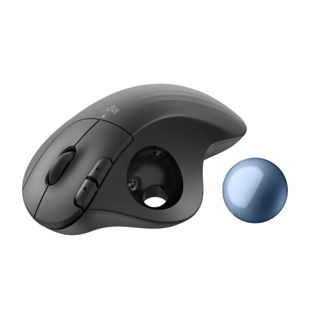 Mouse Inalámbrico Logitech ERGO M575S | 400 a 2000 DPI | Sensor Óptico | Conexión Bluetooth / Receptor USB | 3 Botones Programables | Incluye 1 Batería AA | Diseño Ergonómico con Trackball | Color Grafito | 910-007031
