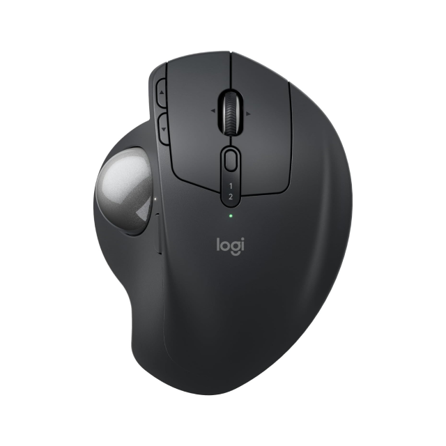 Mouse Inalámbrico Logitech MX Ergo S | 512 a 2048 DPI | Sensor Óptico Avanzado | Bluetooth / 2.4 GHz | 6 Botones Programables | Batería Interna Recargable | Diseño Ergonómico con Trackball | Color Grafito | 910-007261