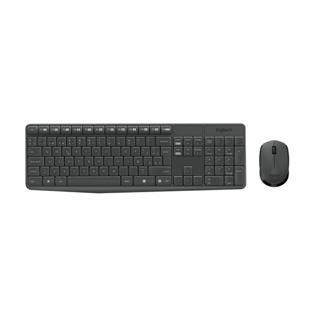Kit de Teclado y Mouse Logitech MK235 | Inalámbrico (Nanoreceptor USB) | Teclado numérico en Español | Baterías Incluidas | Color Negro | 920-007901 