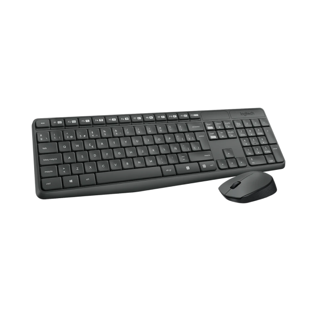 Kit de Teclado y Mouse Logitech MK235 | Inalámbrico (Nanoreceptor USB) | Teclado numérico en Español | Baterías Incluidas | Color Negro | 920-007901 