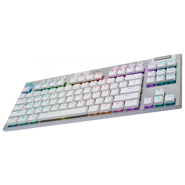 TECLADO GAMER MECÁNICO LOGITECH G915 RGB TKL GL INALAMBRICO TACTILE LED LYGHTSYNC INGLES BLANCO- 920-009660