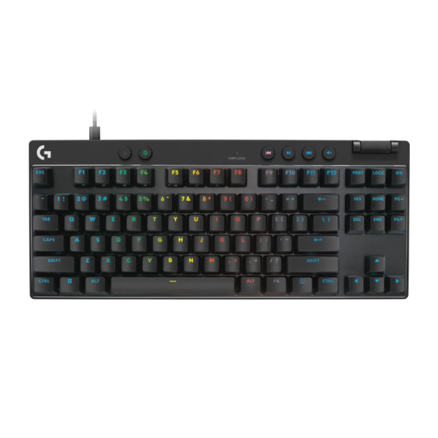 Teclado Gamer Mecánico Alámbrico Logitech PRO X TKL RAPID | TKL | Switch Analógico Magnético | KEYCONTROL | Rapid Trigger | Inglés | RGB LIGHTSYNC | Negro | 920-013131