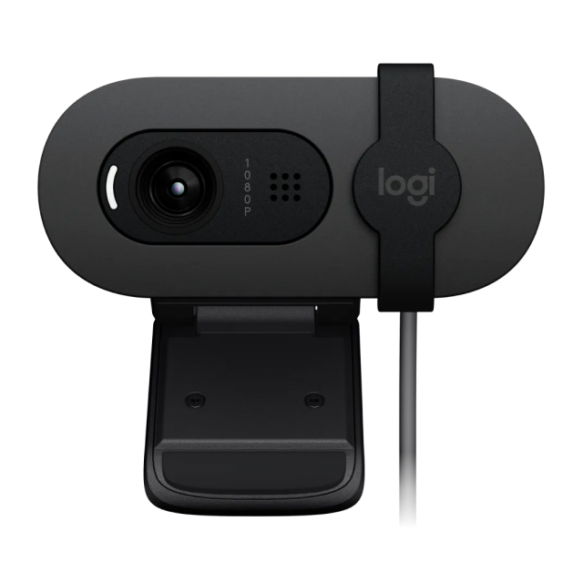 Cámara Web HD Logitech BRIO 100 | Micrófono Omnidireccional | 2 Mpx | 1920 x 1080 (FHD) / 1280 x 720 (HD) | 30 FPS | Gris (Grafito) | 960-001586