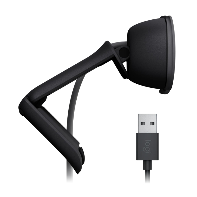 Cámara Web HD Logitech BRIO 100 | Micrófono Omnidireccional | 2 Mpx | 1920 x 1080 (FHD) / 1280 x 720 (HD) | 30 FPS | Gris (Grafito) | 960-001586