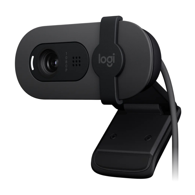 Cámara Web HD Logitech BRIO 100 | Micrófono Omnidireccional | 2 Mpx | 1920 x 1080 (FHD) / 1280 x 720 (HD) | 30 FPS | Gris (Grafito) | 960-001586