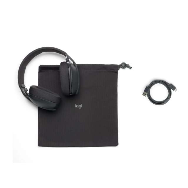 Diadema Inalámbrica Logitech ZONE VIBE 100 | Bluetooth: 5.2  | Microfono Omnidireccional | Batería integrada | Cable de carga USB-C | Color Grafito | 981-001214