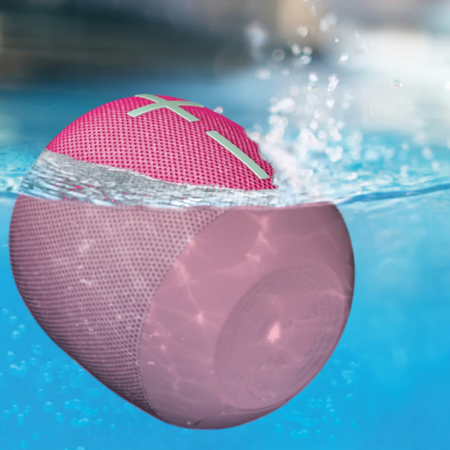 Bocina Portátil Logitech Ultimate Ears Wonderboom 4 | Hasta 14 Horas de Batería | Certificación IP67 / Resistente al Polvo / Agua / Suciedad | Modo Outdoor / Modo Podcast | Flota en el Agua | Rosa (Hyper Pink) | 984-001890