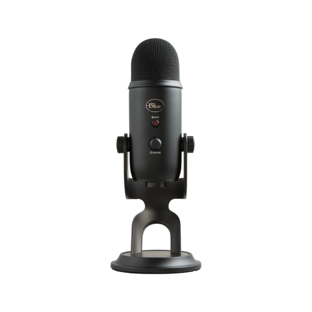 Micrófono USB Blue Yeti | Con soporte | Windows 10 / macOS | Ideal para Podcast/Streaming | Color Negro| 988-000504
