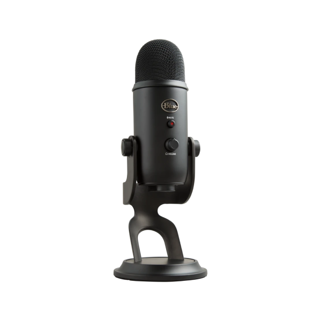 Micrófono USB Blue Yeti | Con soporte | Windows 10 / macOS | Ideal para Podcast/Streaming | Color Negro| 988-000504