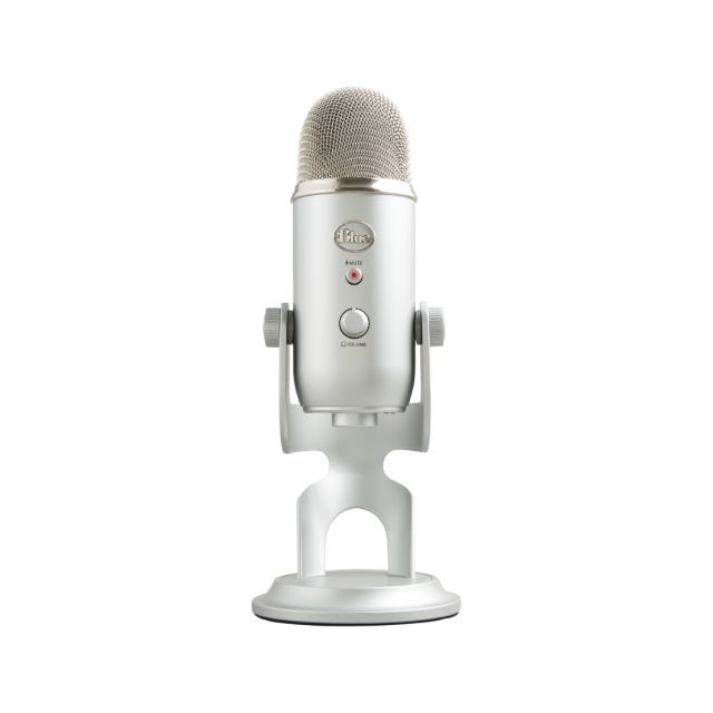 Micrófono USB Blue Yeti | Con soporte | Windows 10 / macOS | Ideal para Podcast/Streaming | Color Plata | 988-000506
